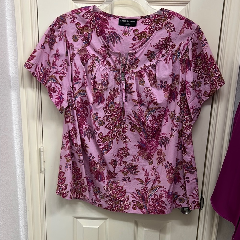 Lane Bryant Pink and Purple Floral Blouse